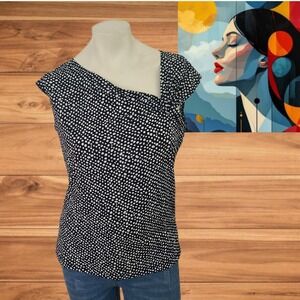 Saint Tropez West Black White Polka Dot Sleeveless Top‎ Women's Medium
